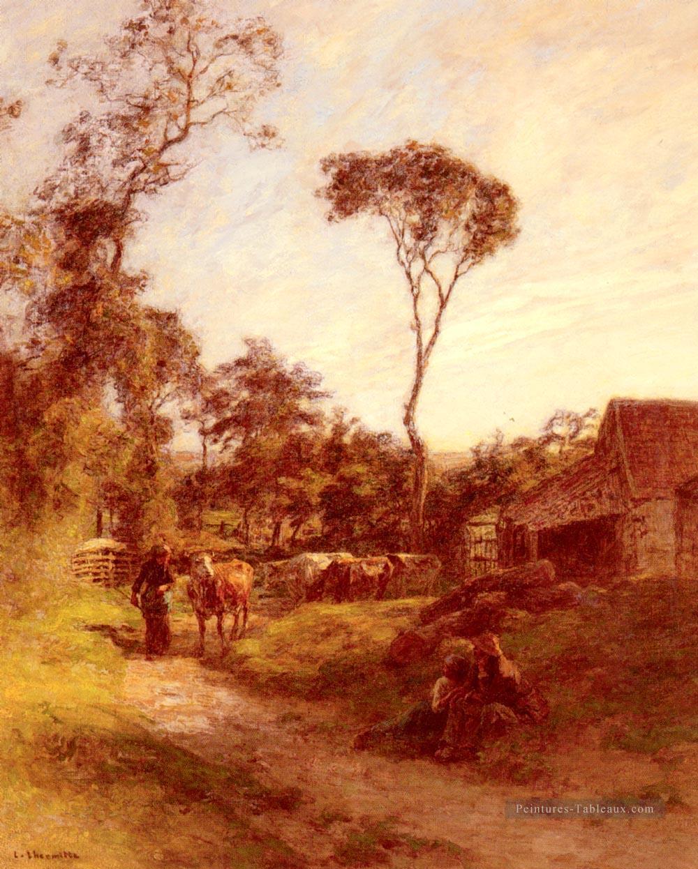 La Ferme De Sombre scènes rurales paysan Léon Augustin Lhermitte Peintures à l'huile